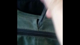 Tight pussy Backpack gets demolished by a Big Black Pen and gets caught